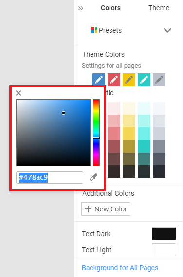 Theme Colors - Nicepage Documentation