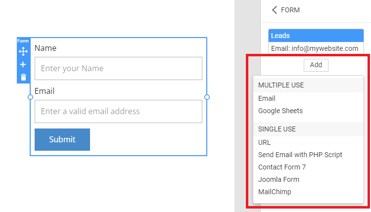 Nicepage 4.21: November 2, 2022 - Contact Form Leads - Nicepage ...