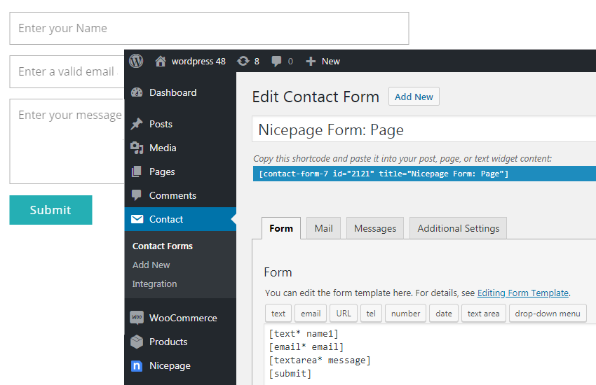 Send Emails With Contact Form 7 In WordPress Nicepage Documentation