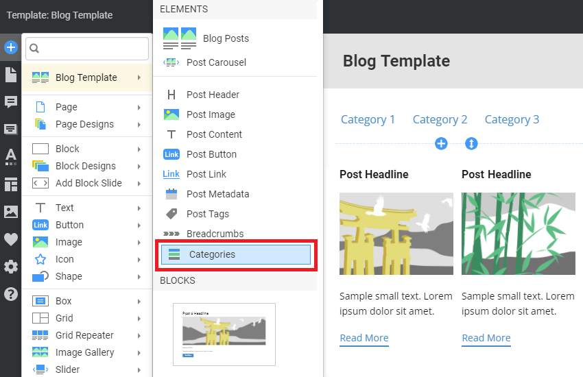 Categories Element - Nicepage Documentation