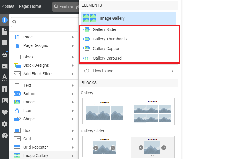 Image Gallery Element - Nicepage Documentation